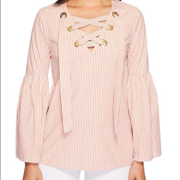 Michael Kors Tops - Michael Kors | Striped Grommet Top